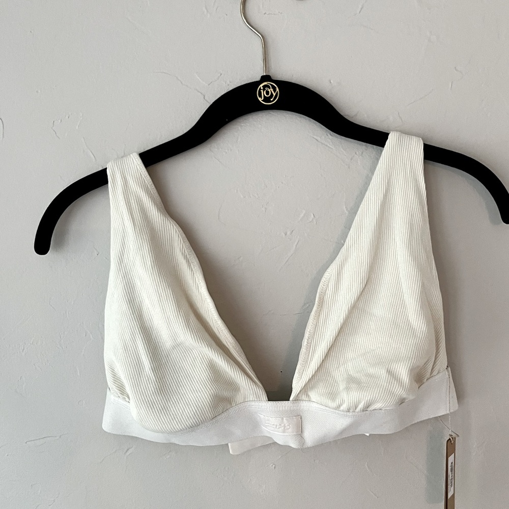 🤍SKIMS COTTON RIB PLUNGE BRALETTE IN BONE S M XL 4X - Picture 3 of 6